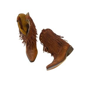 Shyanne Kids Brown Suede Fringe Cowboy Boots Size 3